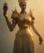 Placeholder: Statue of Queen of photography holding camera in hands. Cute blonde woman. Photographer in golden crown. Standing on the street. Big camera in her hand. hyperdetailed, photorealistic, trending on artstation, greg rutkowski, beksinski, kodachrome, volumetric lighting, gold and cyan