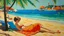 Placeholder: cote d'azur 2 woman lying on the hot beach painting neoclassism 60