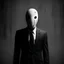 Placeholder: a scary figure wearing a suit and tie with no face
