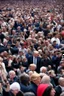 Placeholder: hundreds of people kneeling in front of donald trump