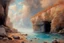 Placeholder: Clouds, rocks, cliffs, rocky land, sci-fi and fantasy, beyond and trascendent, 90's sci-fi movies influence, rodolphe wytsman impressionism paintings