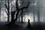 Placeholder: Trees, forest, one person, gothic horror movies influence, berthe morisot, and konstantin korovin impressionism paintings