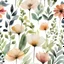 Placeholder: watercolor and alcohol ink, botanical, small flowers, white background, minimal
