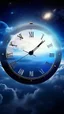 Placeholder: What is time , what s it endless, tha galaxy with big clock with no indicators , cinematic high definition , clouds , solar system