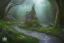 Placeholder:  winding stone path lit river