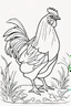 Placeholder: coloring page for kids, HEN, thick outline, low details, no shading, no color