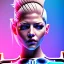 Placeholder: Katheryn Winnick, American shot, cyberpunk style, shaved hair, gradient color, BLUE, PINK, CYAN, neon, insanely detailed, 16k resolution, perfect eyes, cinematic smooth, intricate detail