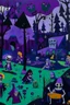 Placeholder: A dark violet haunted battlefield with poisonous gassy ghosts painted by Stuart Davis