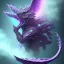 Placeholder: purple mythical creature in galaxy, teal and purple smoke, detailed, realistic, 4k