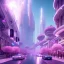 Placeholder: A very beautiful futuristic city, arches, elegant, small crystal edifices, atmospheric, realistic, cinematic lighting, pink blue light, 8k, galactic atmosphere, flowers