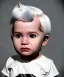 Placeholder: Pedro almodovar toddler, full body, white hair, diagonal shirt, dramatic lighting, hyper realistic