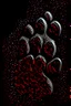 Placeholder: Striking image of a lion paw print, sandblasted special effect in silver and red, standing out on a black background