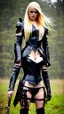 Placeholder: blonde female hunter wearing leather half armour dark fantasy Realistic 4k