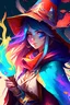 Placeholder: anime woman, mage, colorful
