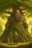 Placeholder: Fantasy art: a huge man, bigger than the biggest oak in the biggest forest. On this man was a huge mantle made of thick linen, and he girded himself with a belt of five fathoms. His head is as big as the biggest Christmas tree, and his beard is like a stack of corn silk.