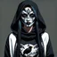 Placeholder: alluring Navajo goth female assassin, bold crow facepaint, sweatshirt, anime style