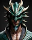 Placeholder: Dragon man with dragon mask over his eyes and forehead, Realistic cool art, 12k, 3d, realistic, full head, full body