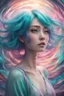 Placeholder: A stunning Anime girl suspended in a kaleidoscope of colors, captured in a photorealistic, cinematic photograph, as if plucked from a dream sequence. Her vibrant turquoise hair flows like a river, contrasting with the muted, earthy tones of her skin, set against a gradient of iridescent pinks and purples, evoking a sense of ethereal mysticism. Soft, cinematic film grain textures the image, infusing it with a sense of nostalgic warmth, as if lit by the flickering lights of a vintage cinema.