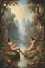 Placeholder: Adam and Eve in a very beautiful paradise, in the style of oil painting