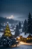 Placeholder: Dolná Seč village with christmas tree in snowing weather