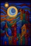 Placeholder: Moonlight patchwork in the style of Raymond Briggs, Laurel Burch, Randolph Caldecott, Picasso. extremely detailed fantasy oil on canvas very attractive imperial colors fantastic view 4K 3D VRay focused Surrealism Tesselated