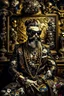 Placeholder: Artistic photo in the audacious style of Jill Greenberg, of man with a luxurious and striking style, abundance of jewelry, oversized square one-piece sunglasses,black beard, prints, extravagant, baroque scene , impasto style with thick textured strokes