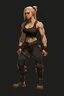 Placeholder: A woman with braided blonde hair wearing a black tank top and armored trousers while being muscular, digital art style