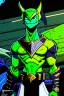 Placeholder: alien From Ben 10 cartoon. Strong, fit body. From his faction. Shark. Advanced jewels and metal. Dark magic. Power and luxury