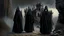 Placeholder: black robe hooded monks in the stone castle