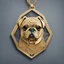 Placeholder: gold pug pendant, intricate 2d vector geometric, cutout shape pendant, blueprint frame lines sharp edges, svg vector style, product studio shoot