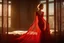 Placeholder: Through a lace curtain we see a mysterious beautiful woman with perfect face in red lace dress, backlit in a luxurious bedroom Nikon D850 highly detailed digital painting sharp focus elegant intricate photorealistic 4k very attractive beautiful dynamic lighting award winning fantastic view crisp quality Unreal Engine very cute cinematic postprocessing acrylic art in sunshine