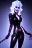 Placeholder: Evil witch dolly parton dressed in shiny black leather, frank miller sin city, busty, cleavage, volumetric lighting, particales,highly detailed,cinematic, deep colours,8