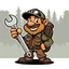 Placeholder: retro cartoon company mascot of a vehicle mechanic with a hint of forest ranger, holding a socket wrench.