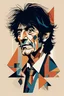 Placeholder: a highly detailed, abstract flat geometric portrait illustration of Ronnie Wood in the minimalist style of Willi Baumeister, Federico Babina and Petros Afshar, sharply detailed and finely lined, in vibrant natural colors