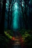 Placeholder: pathway leading into a Dark forest. fantasy