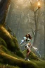 Placeholder: milf, brunette hair, leather armor, stand on a rock, forest, 8k resolution, high-quality, fine-detail, intricate, fantasy art, detailed matte, volumetric lighting, illustration, 3D