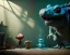 Placeholder: room scene with big moppet monster, realistic photo, Tim burton style, concept art, smooth, unreal engine 5, god lights, ray tracing, RTX, lumen lighting, ultra detail, volumetric lighting, 3d.