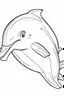 Placeholder: outline art for cute Dolphin coloring pages with sitch, white background, Sketch style, full body, only use outline, toddlers style, clean line art, white background, no shadows and clear and well outlined.