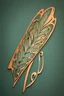 Placeholder: art nouveau logo design for antique shop. symbolizing lady's eye in the center, feather pen on the left and butterfly wing on the right. in feminine way