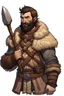 Placeholder: Dungeons and Dragons human barbarian with mutton chops and wearing winter clothes.