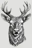 Placeholder: portrait Stag head vector, engraved