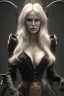 Placeholder: Daryl Hannah as evil queen in black leather, busty, cleavage, angry, stern look. character design by fenghua zhong. unreal engine 5, artistic lighting, highly detailed, photorealistic, fantasy