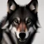 Placeholder: Ultra realistic cg rendering of Jet black wolf with gold eyes and saliva dripping from canine teeth