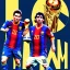 Placeholder: Lionel Messi und diego armando maradona halten gemeinsam in einem Station den Worldcup in der Hand, Fußball, stadion, viele menschen, perfect quality,