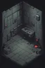 Placeholder: a cell, in a bunker, dark, video game, 2D, pixel art