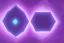 Placeholder: blue hexagons, and purple octogons, sunrise, mirror, painting