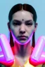 Placeholder: Ultra Realistic image, Rosalía artist, casual portrait, normal complexion, natural small busty, yakuza tattoo, two bows, little chopsticks hair ,black eye long liner, latex t-shirt, inflatable open coat, gold pink and blue style, spray line glow make up, geometric led jewelry, fog, hot, inflatable style latex coat, vibrant color, highly detailed, art stations, concept art, smooth, unreal engine 5, god rays, ray tracing, RTX, lumen lighting, ultra detail, volumetric lighting, 3d, finely drawn.