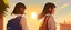 Placeholder: School student, school uniform, Omani, smiling slightly, from behind, school, students, morning, sun,cartoon,The girl looks forward