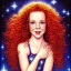 Placeholder: young Robyn Lively, her striking perfectly detailed clear eyes, her perfect, precisely detailed lightly freckled face, meticulously detailed long curly multi-hued ginger carrot cherry fire red hair, luminous colorful sparkles; by james r. eads, gawki, rajewel, tania rivilis, dan mumford, lisa frank, artgerm, greg rutkowski, alphonse mucha and william-adolphe bouguereau; glitter, airbrush, octane render, volumetric lighting, 16k, photorealistic digital painting, artstation, smooth, sharp focus