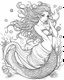 Placeholder: A real simple l mermaid, coloring image,